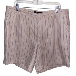 Peruvian Connection Linen Shorts Womens Size 14 Prescott Striped Pockets Neutral